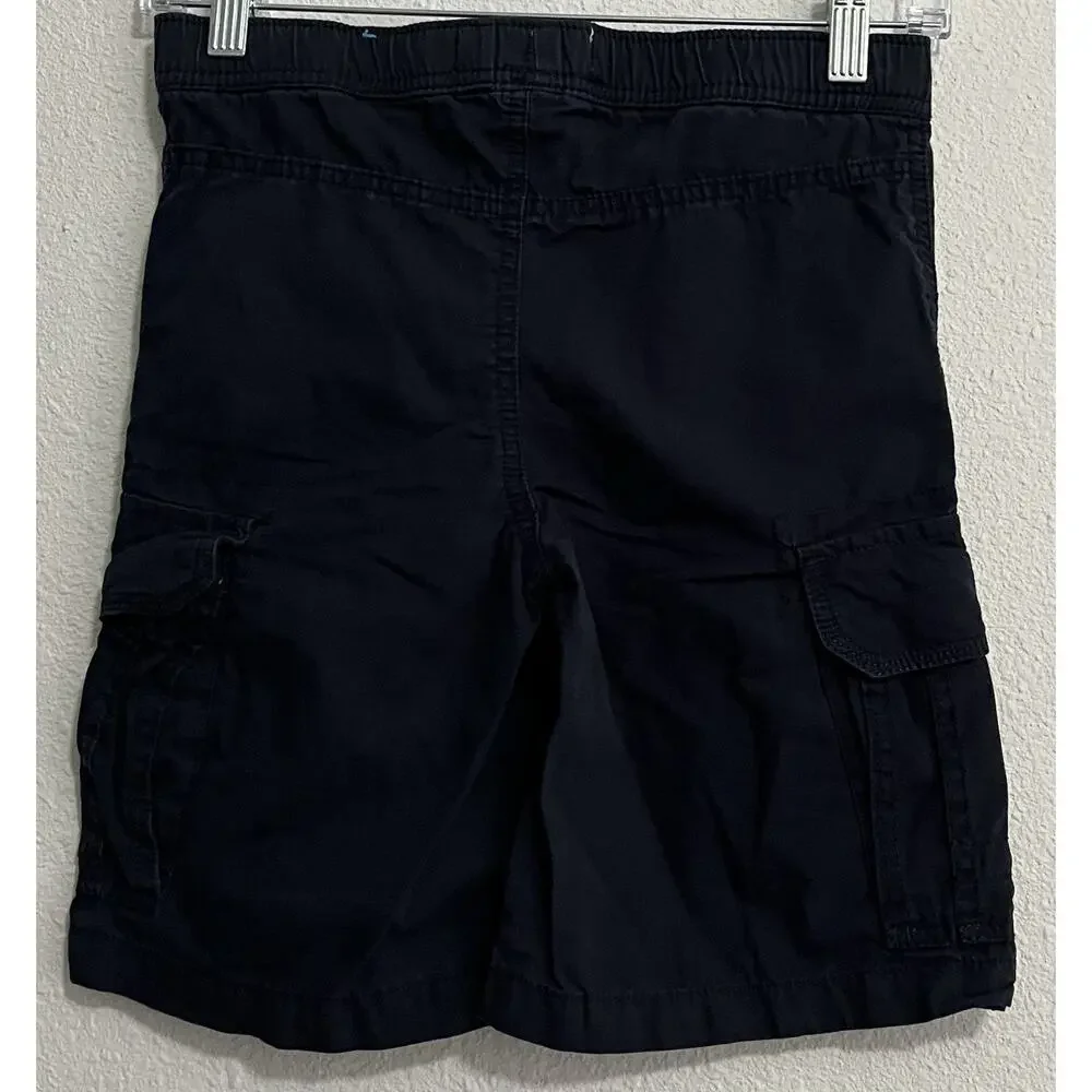 The Children's Place Boys Cargo Shorts Black 7 Cotton Twill Pockets Elastic